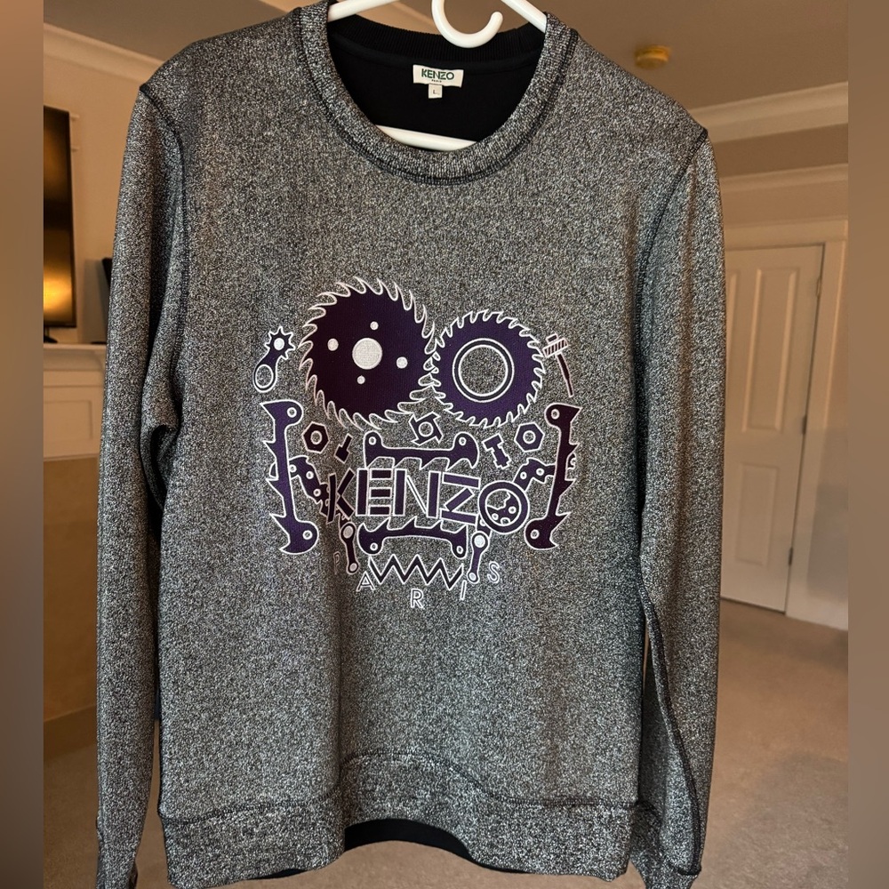 Kenzo Metallic Logo Sweatshirt Silver unisex